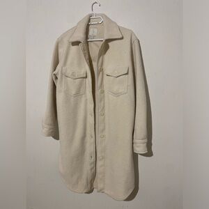 Women’s Cream Button-Up Long Coat